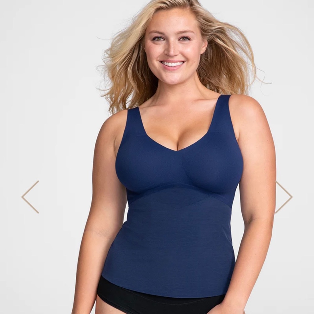 Honeylove LiftWear Navy Sleeveless V-Neck Smoothing Shapewear Tank Top Size S